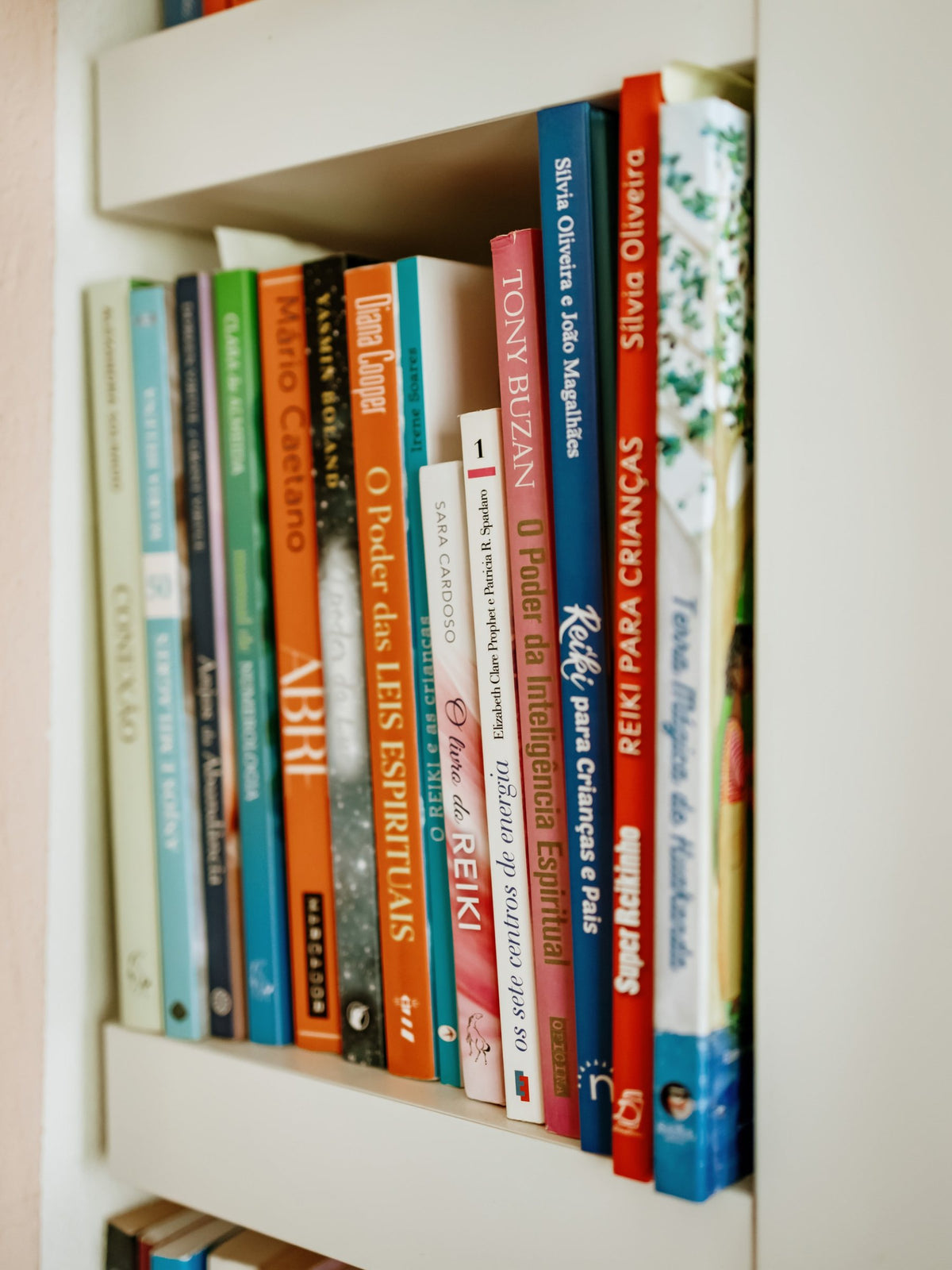 Livros na estante do Espaço Zen