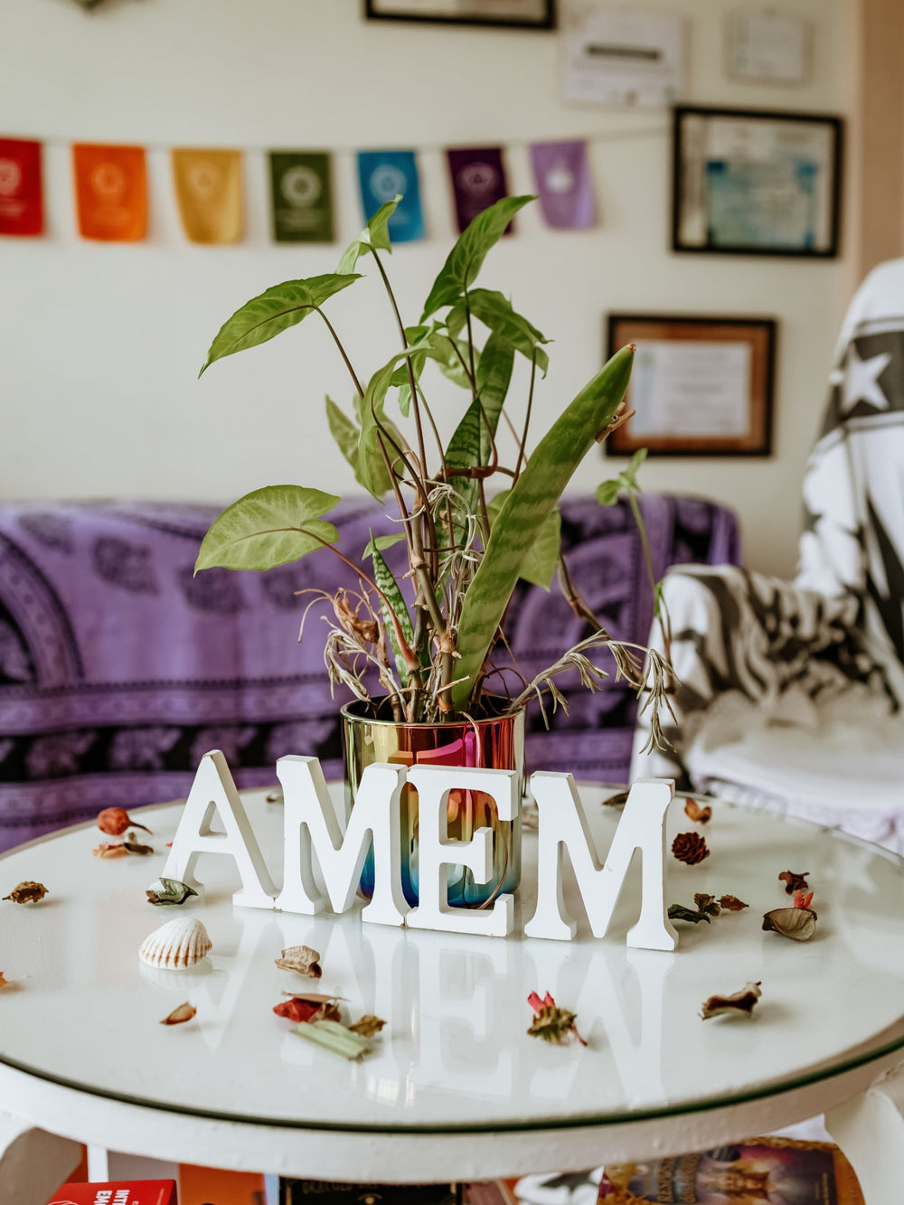 Letras AMEM no Espaço Zen